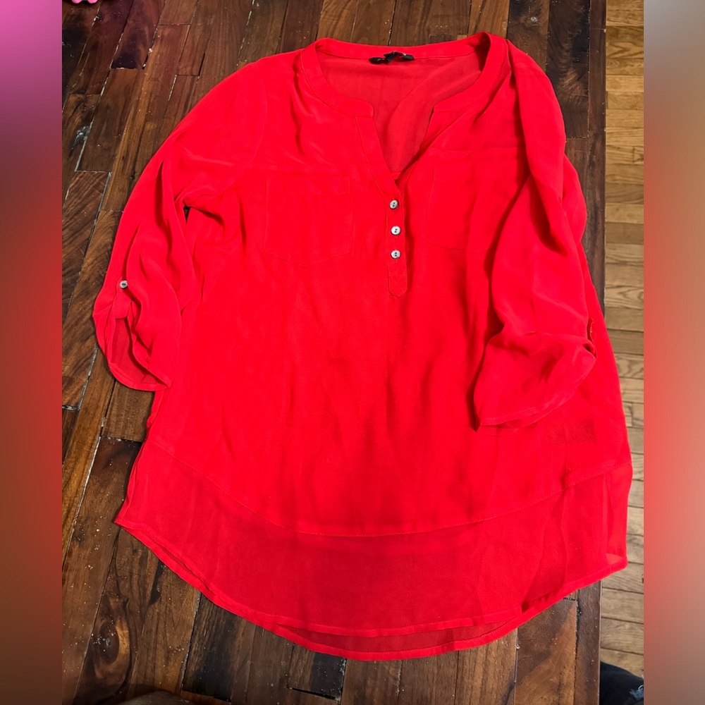 Express long sleeve red blouse